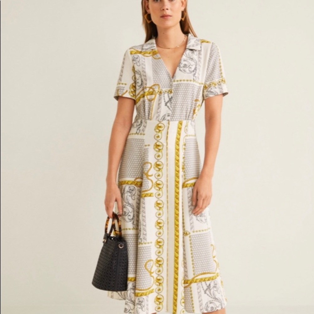 Mango Scarf Chain Midi Dress Size Small